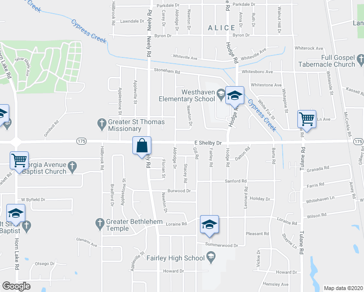 map of restaurants, bars, coffee shops, grocery stores, and more near 305 East Shelby Drive in Memphis