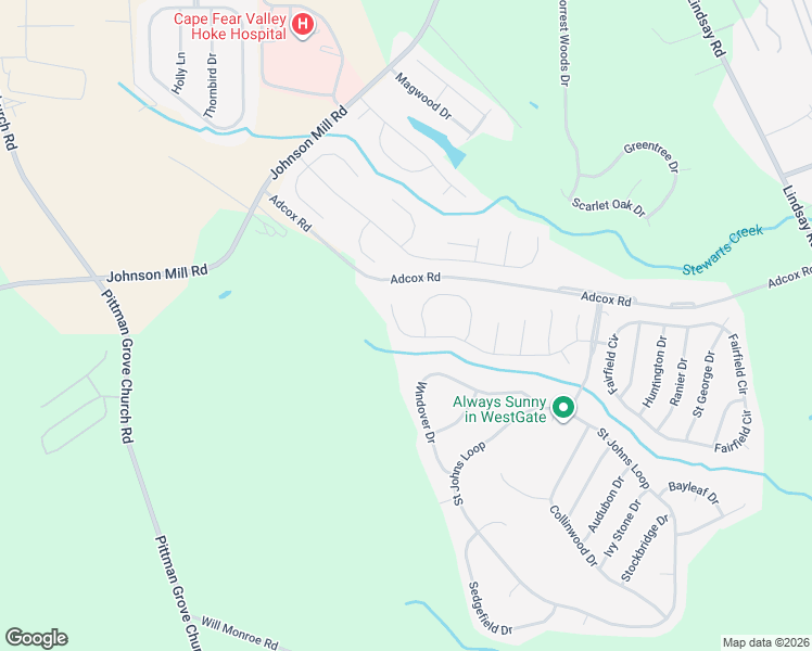 map of restaurants, bars, coffee shops, grocery stores, and more near 362 Lennox Court in Raeford