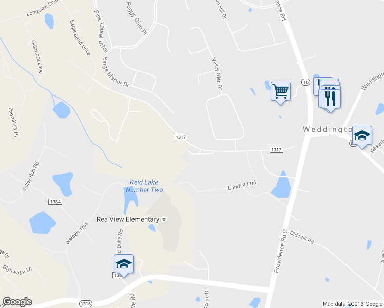 map of restaurants, bars, coffee shops, grocery stores, and more near 241 Old Post Rd in Waxhaw