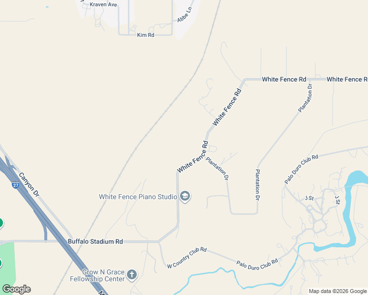 map of restaurants, bars, coffee shops, grocery stores, and more near 5600 White Fence Rd in Canyon