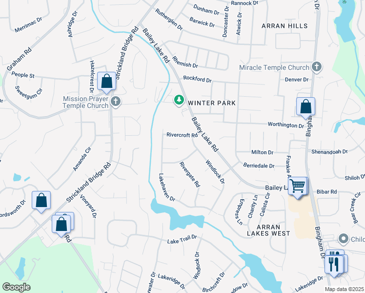 map of restaurants, bars, coffee shops, grocery stores, and more near 5900 Lake Terrace Court in Fayetteville