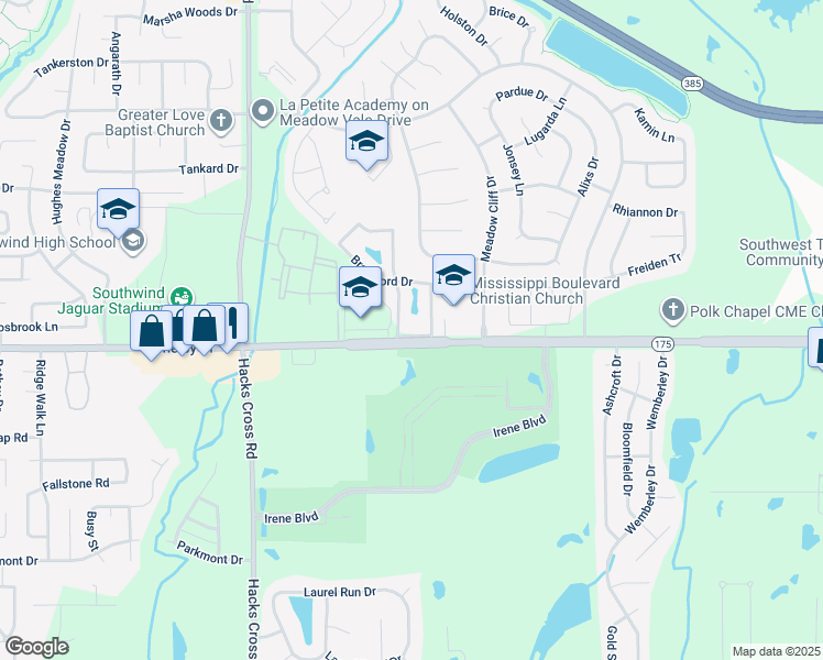 map of restaurants, bars, coffee shops, grocery stores, and more near 8204 Tennessee 175 in Memphis