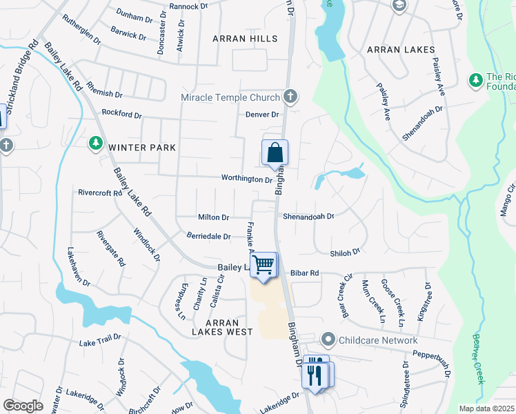 map of restaurants, bars, coffee shops, grocery stores, and more near 1855 Frankie Avenue in Fayetteville
