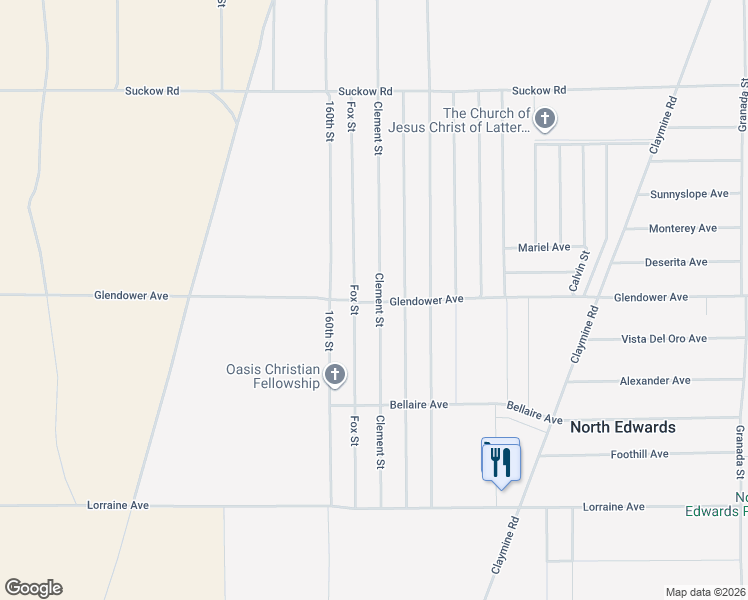 map of restaurants, bars, coffee shops, grocery stores, and more near Clement Street in North Edwards