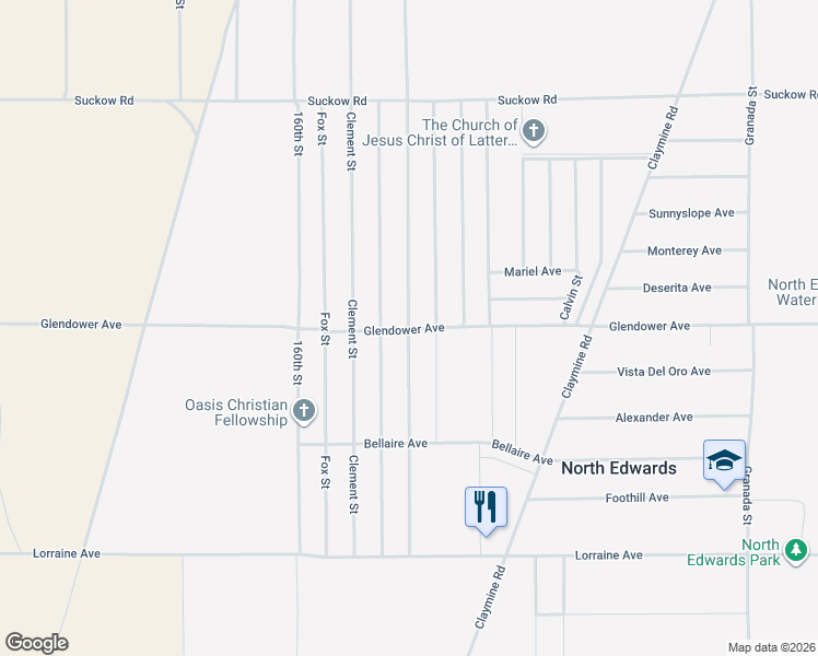 map of restaurants, bars, coffee shops, grocery stores, and more near Davenport Street in North Edwards