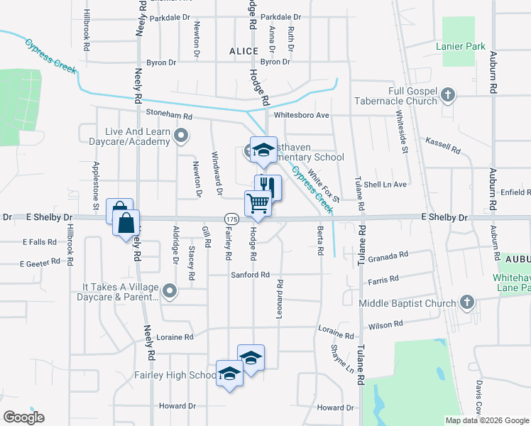 map of restaurants, bars, coffee shops, grocery stores, and more near 452 East Shelby Drive in Memphis