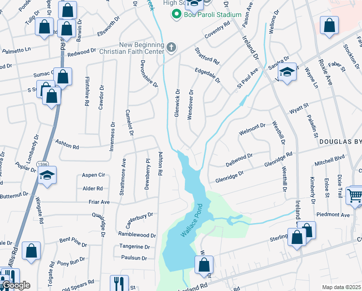 map of restaurants, bars, coffee shops, grocery stores, and more near 4848 Durango Court in Fayetteville