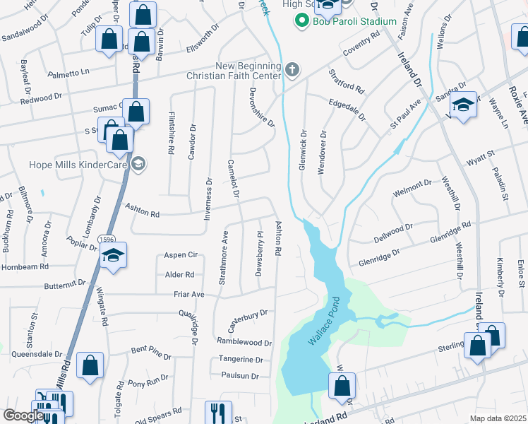 map of restaurants, bars, coffee shops, grocery stores, and more near 4604 Strathmore Avenue in Fayetteville