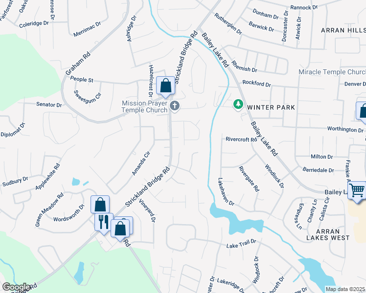map of restaurants, bars, coffee shops, grocery stores, and more near 2108 Decor Street in Fayetteville