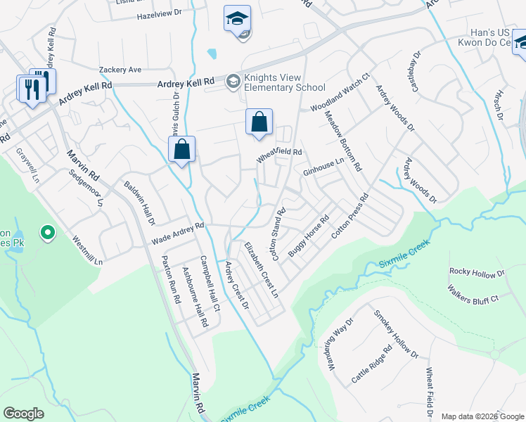 map of restaurants, bars, coffee shops, grocery stores, and more near in Charlotte