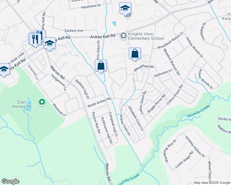 map of restaurants, bars, coffee shops, grocery stores, and more near in Charlotte