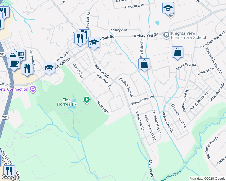 map of restaurants, bars, coffee shops, grocery stores, and more near 10198 Southampton Commons Drive in Charlotte