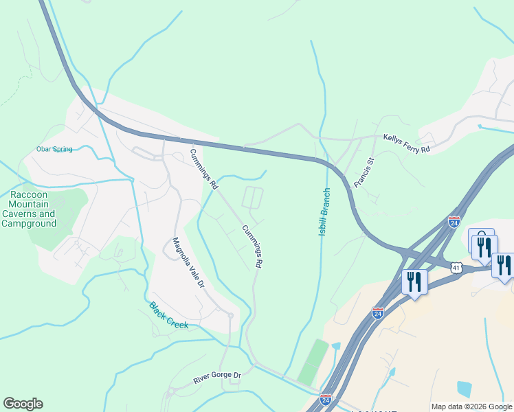 map of restaurants, bars, coffee shops, grocery stores, and more near 4025 Carl Swafford Drive in Chattanooga