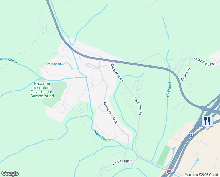 map of restaurants, bars, coffee shops, grocery stores, and more near 302 Azalea Dale Drive in Chattanooga