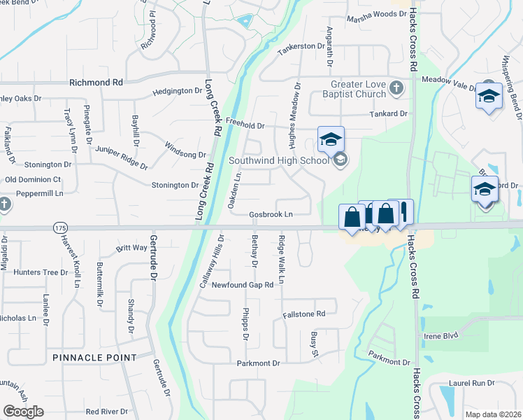 map of restaurants, bars, coffee shops, grocery stores, and more near 7740 Walcott Cove in Memphis