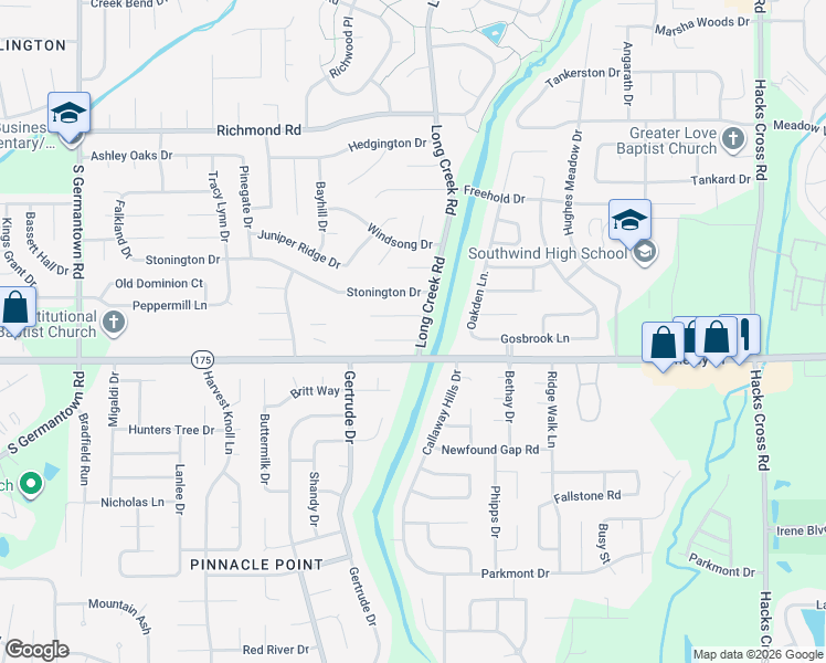 map of restaurants, bars, coffee shops, grocery stores, and more near 7600 Espie Cove in Memphis