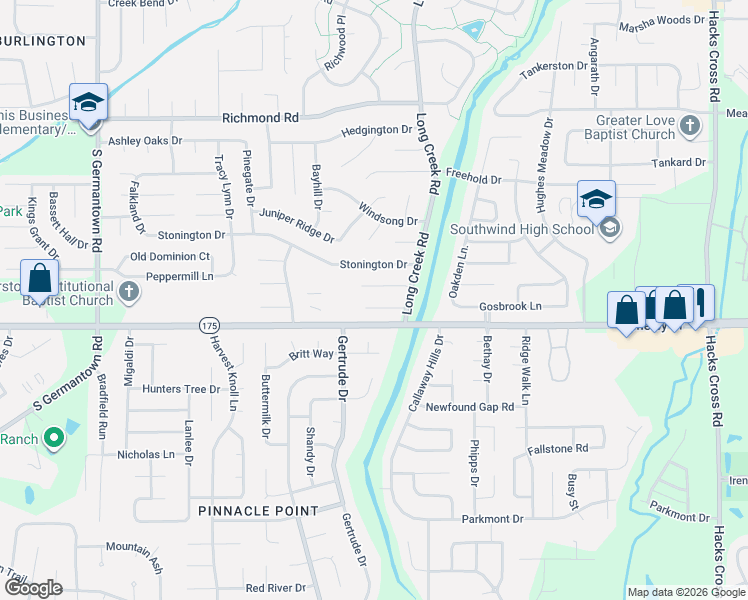 map of restaurants, bars, coffee shops, grocery stores, and more near 7560 Espie Cove in Memphis