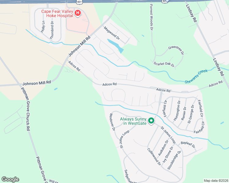 map of restaurants, bars, coffee shops, grocery stores, and more near 282 Lennox Court in Raeford