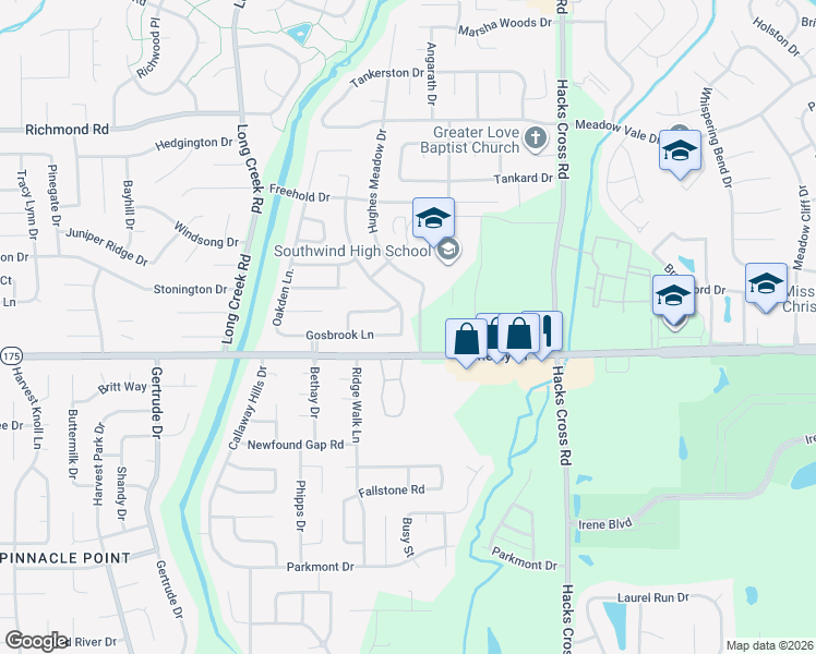 map of restaurants, bars, coffee shops, grocery stores, and more near 4658 Sweet Whisper Lane in Memphis
