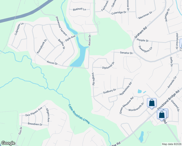 map of restaurants, bars, coffee shops, grocery stores, and more near 2118 Ancon Drive in Fayetteville
