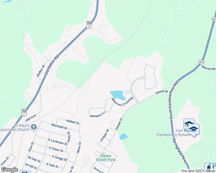 map of restaurants, bars, coffee shops, grocery stores, and more near 204 Polly Collins Court in Fort Mill