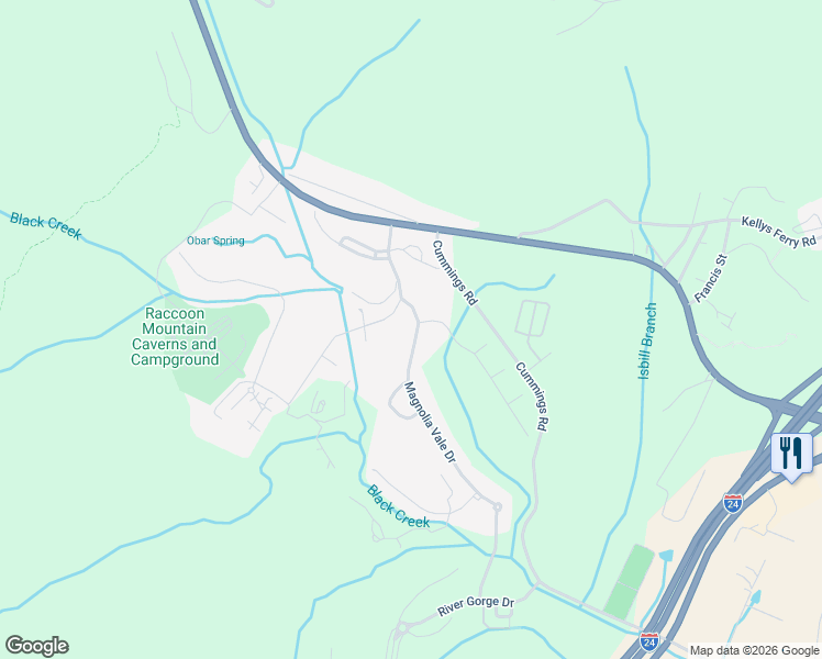 map of restaurants, bars, coffee shops, grocery stores, and more near 302 Azalea Dale Drive in Chattanooga