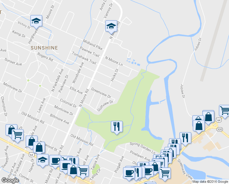 map of restaurants, bars, coffee shops, grocery stores, and more near 5006 Cameron Lane in Chattanooga