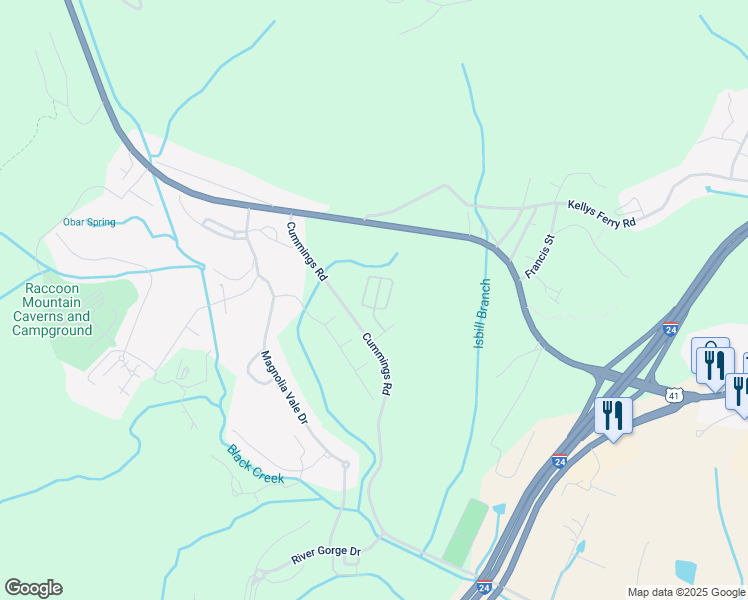 map of restaurants, bars, coffee shops, grocery stores, and more near 4025 Carl Swafford Drive in Chattanooga
