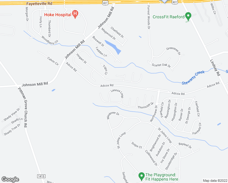 map of restaurants, bars, coffee shops, grocery stores, and more near 263 Lennox Loop in Raeford