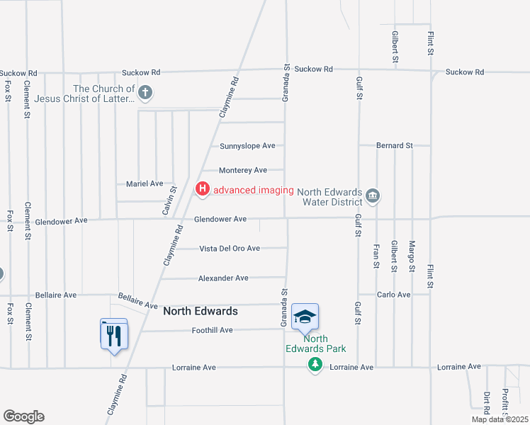 map of restaurants, bars, coffee shops, grocery stores, and more near 16947 Glendower Avenue in North Edwards