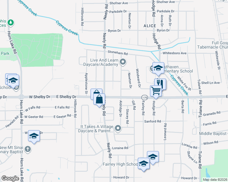 map of restaurants, bars, coffee shops, grocery stores, and more near 4631 Applegate Road in Memphis