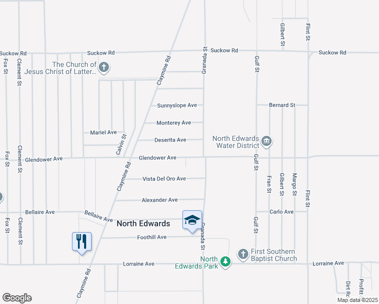 map of restaurants, bars, coffee shops, grocery stores, and more near 16947 Glendower Avenue in North Edwards
