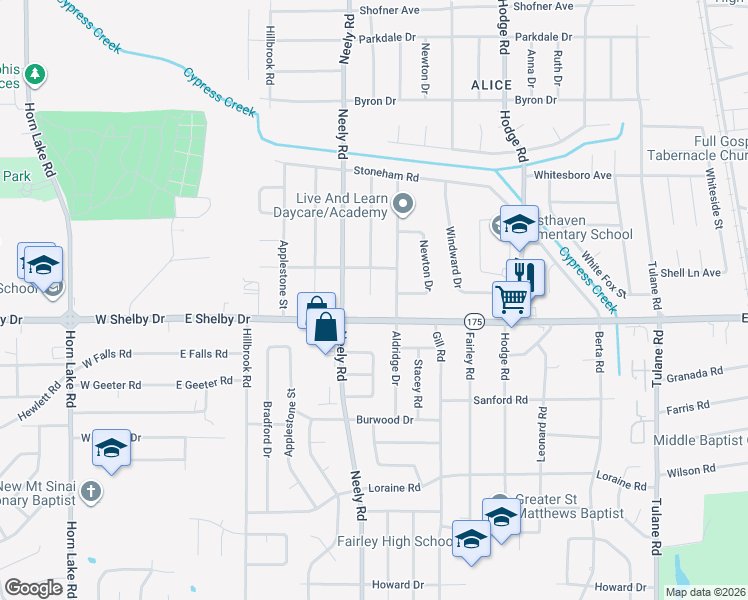map of restaurants, bars, coffee shops, grocery stores, and more near 4631 Applegate Road in Memphis
