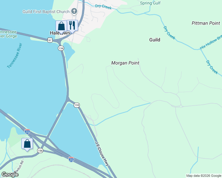 map of restaurants, bars, coffee shops, grocery stores, and more near 195 Whiteside Loop in Guild