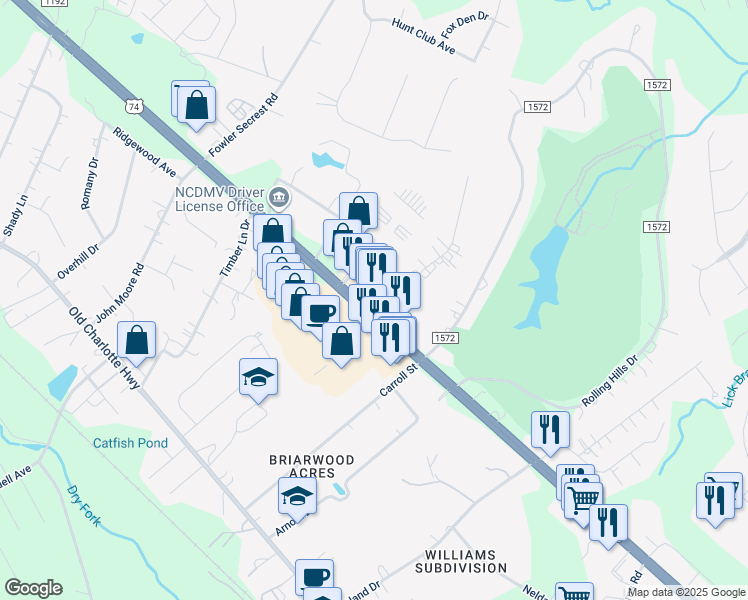 map of restaurants, bars, coffee shops, grocery stores, and more near 2937 Monroe Way in Monroe