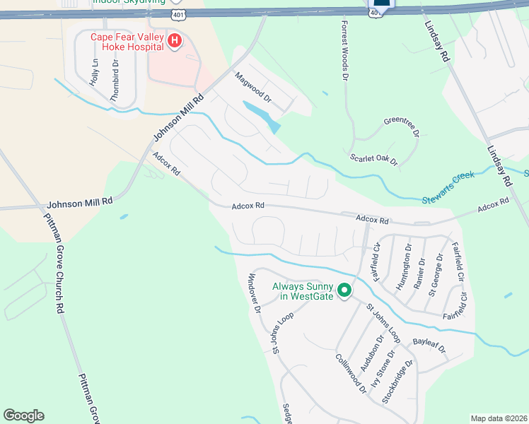 map of restaurants, bars, coffee shops, grocery stores, and more near 282 Lennox Court in Raeford