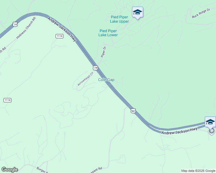 map of restaurants, bars, coffee shops, grocery stores, and more near 16 West Hills Drive in Murphy