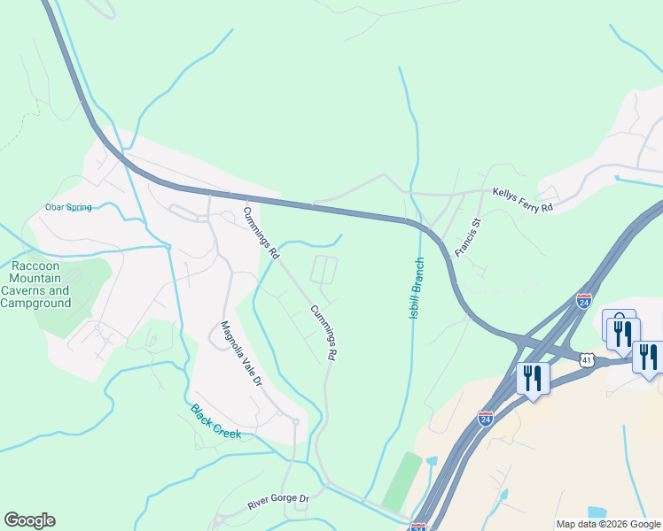 map of restaurants, bars, coffee shops, grocery stores, and more near 4025 Carl Swafford Drive in Chattanooga