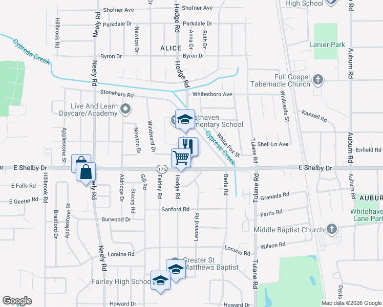 map of restaurants, bars, coffee shops, grocery stores, and more near 4633 Huckleberry Cove in Memphis