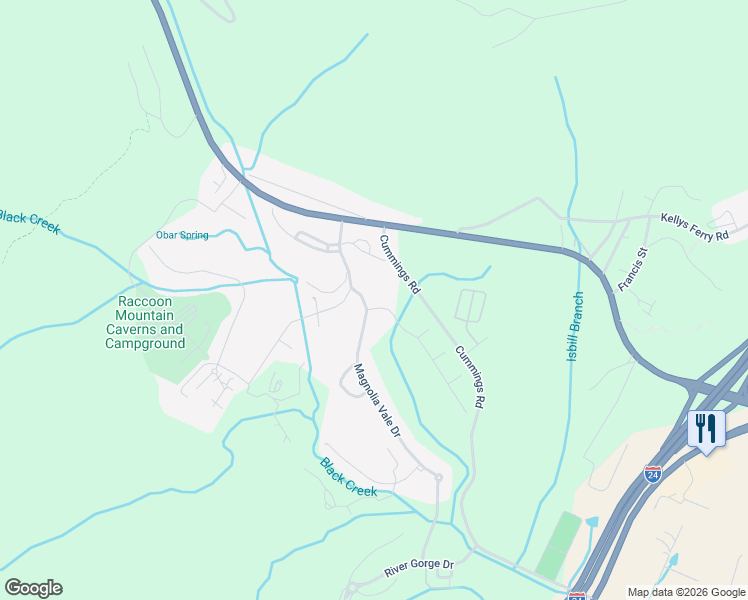 map of restaurants, bars, coffee shops, grocery stores, and more near 302 Azalea Dale Drive in Chattanooga