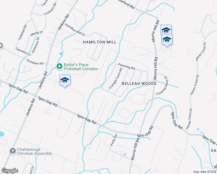 map of restaurants, bars, coffee shops, grocery stores, and more near 1959 Paris Metz Road in Chattanooga