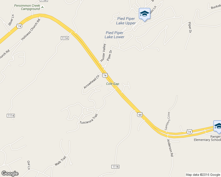 map of restaurants, bars, coffee shops, grocery stores, and more near 16 West Hills Drive in Murphy