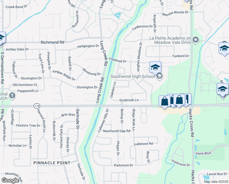 map of restaurants, bars, coffee shops, grocery stores, and more near 4620 Oakden Ln in Memphis