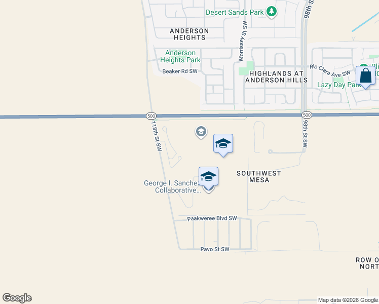 map of restaurants, bars, coffee shops, grocery stores, and more near 10800 Dennis Chavez Boulevard in Albuquerque