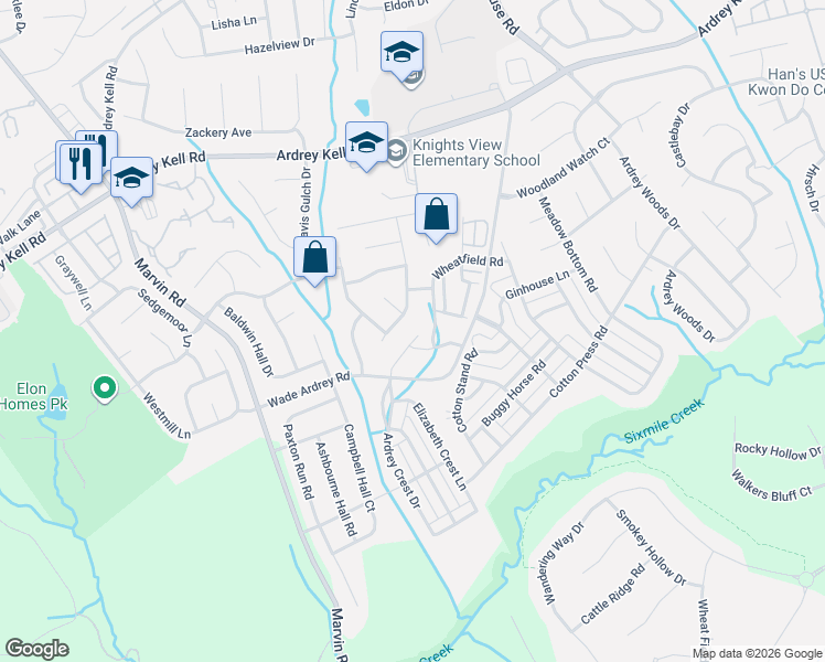 map of restaurants, bars, coffee shops, grocery stores, and more near in Charlotte