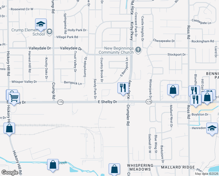 map of restaurants, bars, coffee shops, grocery stores, and more near 6354 Amanda Oaks Circle North in Memphis