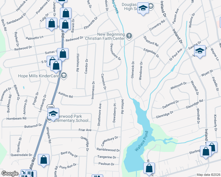 map of restaurants, bars, coffee shops, grocery stores, and more near 4622 Ashton Rd in Fayetteville