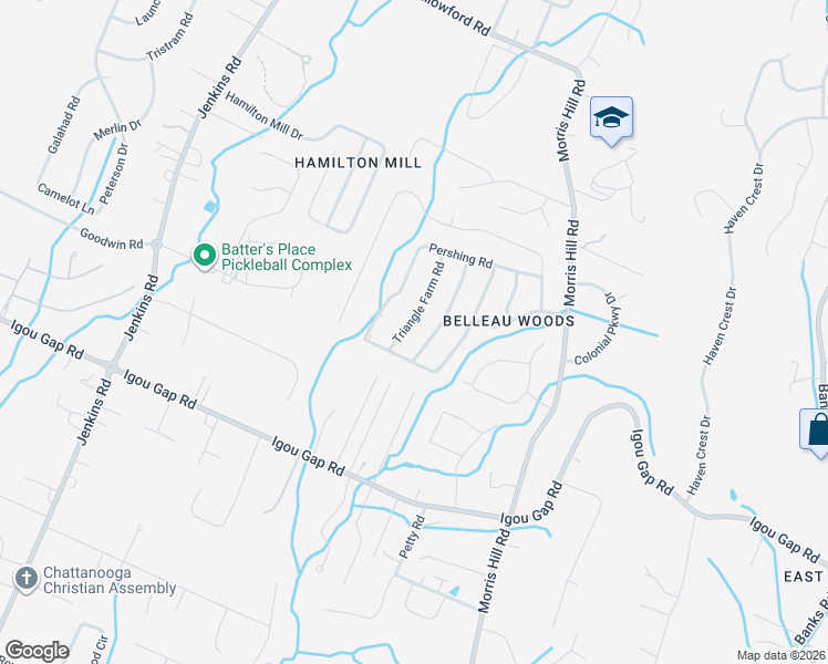 map of restaurants, bars, coffee shops, grocery stores, and more near 2446 Triangle Farm Rd in Chattanooga