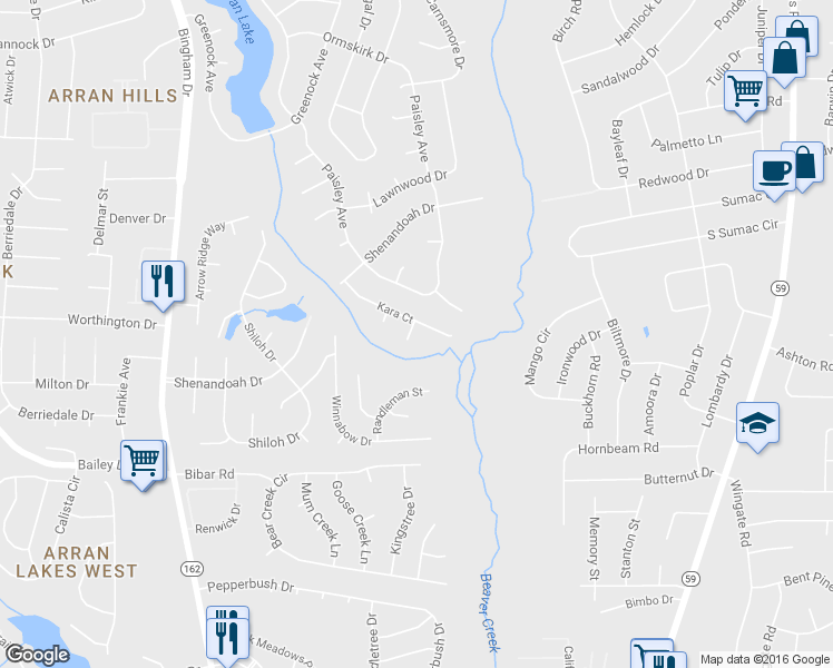 map of restaurants, bars, coffee shops, grocery stores, and more near 5709 Charbonneau Court in Fayetteville