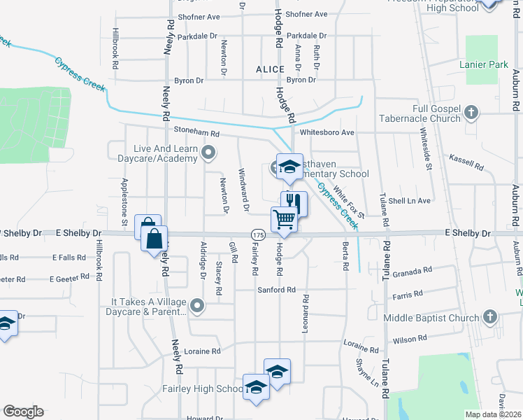 map of restaurants, bars, coffee shops, grocery stores, and more near 4622 Windward Drive in Memphis